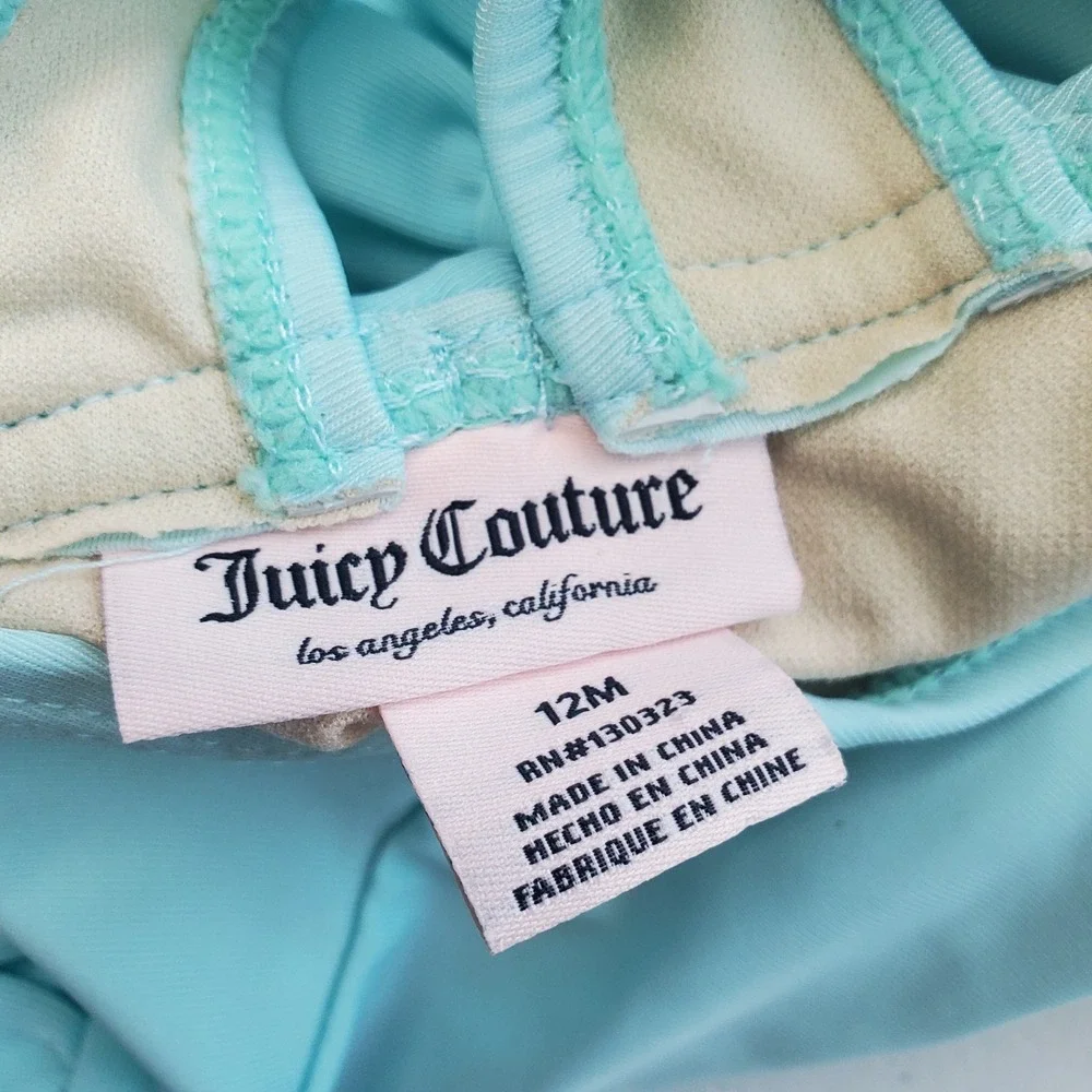 Juicy Couture girls' blue one-piece swimsuit, size 12 months, blue with‎ rainbow